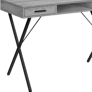 HomeRoots 42" Modern Gray and Black Computer Desk with Drawers – Compact, Stylish Design for Any Space 489880