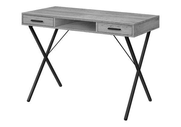 HomeRoots 42" Modern Gray and Black Computer Desk with Drawers – Compact, Stylish Design for Any Space 489880
