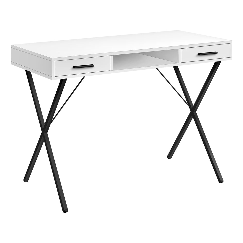 Homeroots 42" White And Black Computer Desk With Two Drawers   489881