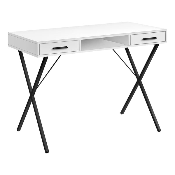 Homeroots 42" White And Black Computer Desk With Two Drawers   489881