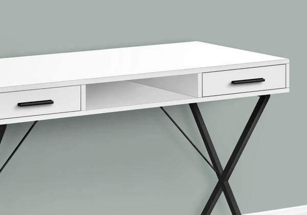 HomeRoots 42" White and Black Computer Desk with Two Drawers – Modern, Space-Efficient Workstation for Home Office 489881