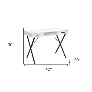 Homeroots 42" White And Black Computer Desk With Two Drawers   489881