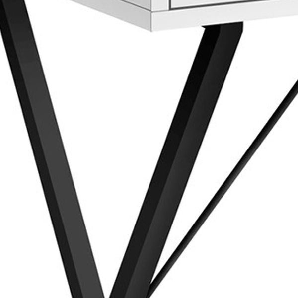 HomeRoots 42" White and Black Computer Desk with Two Drawers – Modern, Space-Efficient Workstation for Home Office 489881