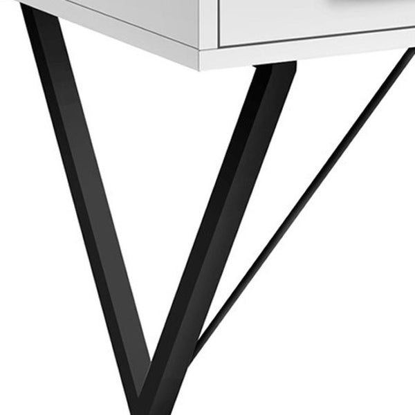 HomeRoots 42" White and Black Computer Desk with Two Drawers – Modern, Space-Efficient Workstation for Home Office 489881