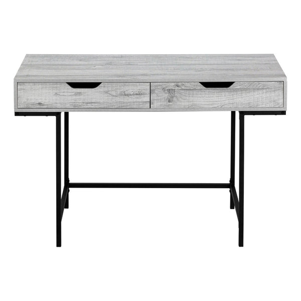 HomeRoots 47" Gray and Black H-Shape Computer Desk – Stylish Workspace with Two Drawers for Home Office Use 489882