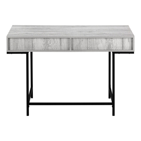 HomeRoots 47" Gray and Black H-Shape Computer Desk – Stylish Workspace with Two Drawers for Home Office Use 489882