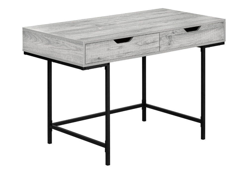 HomeRoots 47" Gray and Black H-Shape Computer Desk – Stylish Workspace with Two Drawers for Home Office Use 489882