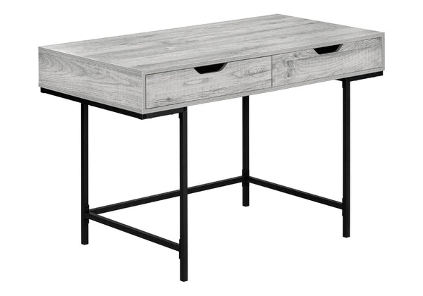 HomeRoots 47" Gray and Black H-Shape Computer Desk – Stylish Workspace with Two Drawers for Home Office Use 489882