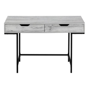 Homeroots 47" Gray And Black H-shape Computer Desk With Two Drawers - Stylish, Durable Office Furniture Upgrade   489882