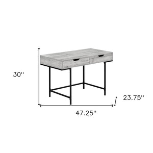 Homeroots 47" Gray And Black H-shape Computer Desk With Two Drawers - Stylish, Durable Office Furniture Upgrade   489882