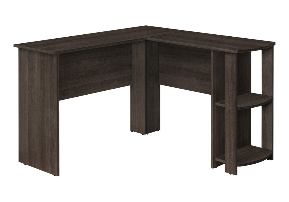 HomeRoots 47" Brown Wood Corner Computer Desk - Stylish L-Shaped Workspace with Open Shelving for Home Office 489883