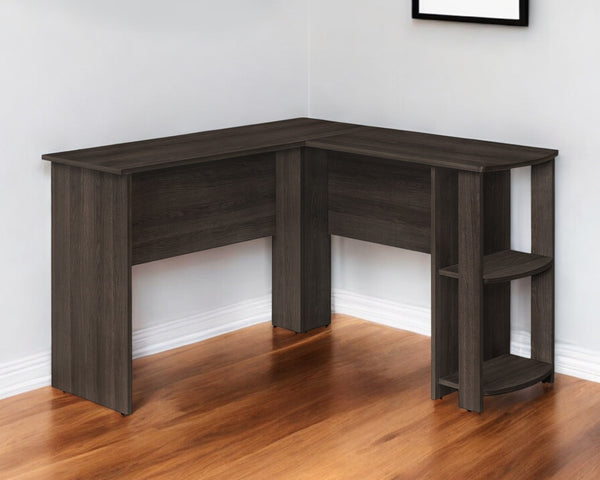 Homeroots 47" Brown Wood Corner Computer Desk - Elevate Your Office Space With Stylish Functionality And Craftsmanship   489883