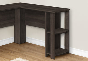 HomeRoots 47" Brown Wood Corner Computer Desk - Stylish L-Shaped Workspace with Open Shelving for Home Office 489883