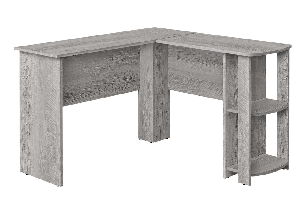 HomeRoots 47" Gray Wood Corner Computer Desk - Modern L-Shaped Workspace with Open Shelves & Durable Design 489884