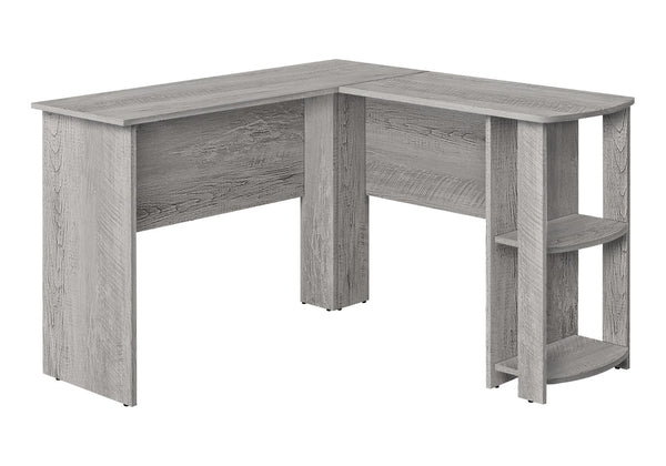 HomeRoots 47" Gray Wood Corner Computer Desk - Modern L-Shaped Workspace with Open Shelves & Durable Design 489884
