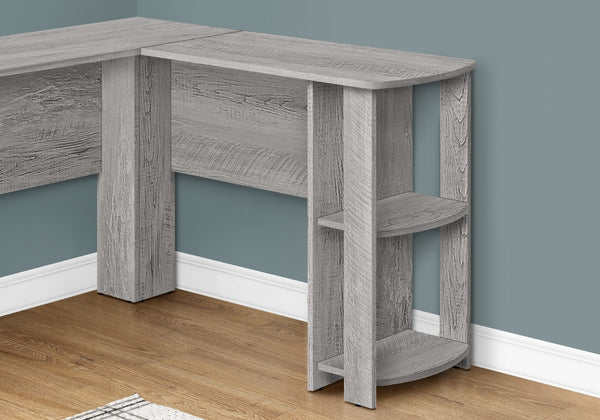 HomeRoots 47" Gray Wood Corner Computer Desk - Modern L-Shaped Workspace with Open Shelves & Durable Design 489884