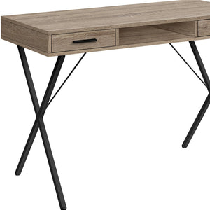 Homeroots 42" Taupe And Black Computer Desk With Two Drawers   489886