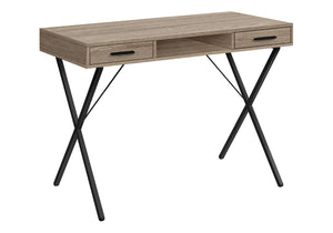 HomeRoots 42" Taupe and Black Computer Desk - Stylish Workspace with Storage Drawers for Home & Office 489886