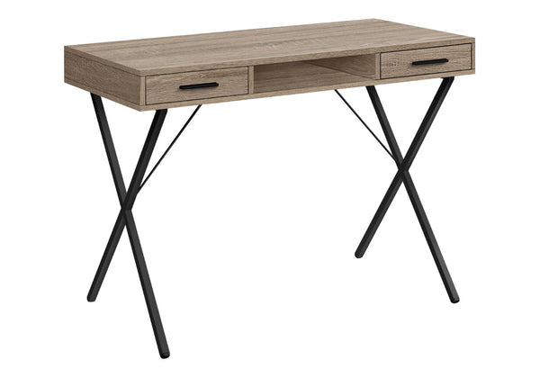 HomeRoots 42" Taupe and Black Computer Desk - Stylish Workspace with Storage Drawers for Home & Office 489886
