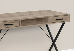 HomeRoots 42" Taupe and Black Computer Desk - Stylish Workspace with Storage Drawers for Home & Office 489886