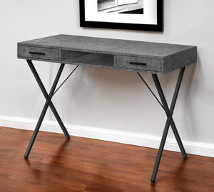 Homeroots 42" Executive Gray And Black Wood & Metal X-shape Computer Desk With Dual Storage Drawers   489887