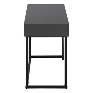 HomeRoots 42" Sleek Gray and Black Sled Computer Desk with Metal Legs, Hidden Drawer & Modern Style for Home Office 489888