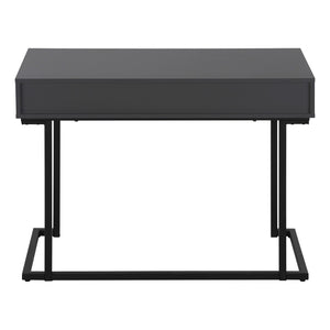 HomeRoots 42" Sleek Gray and Black Sled Computer Desk with Metal Legs, Hidden Drawer & Modern Style for Home Office 489888