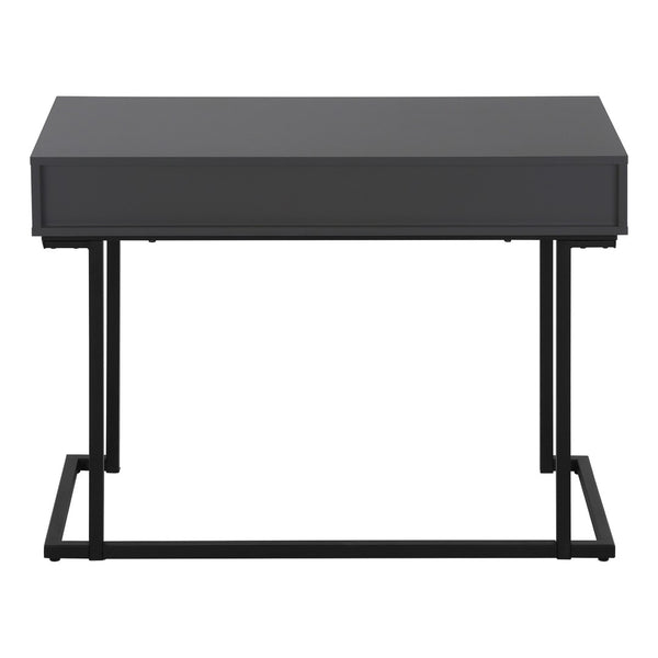 HomeRoots 42" Sleek Gray and Black Sled Computer Desk with Metal Legs, Hidden Drawer & Modern Style for Home Office 489888