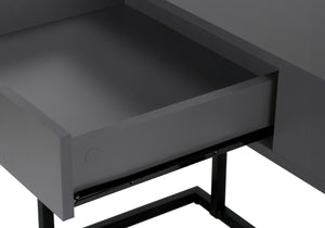 HomeRoots 42" Sleek Gray and Black Sled Computer Desk with Metal Legs, Hidden Drawer & Modern Style for Home Office 489888