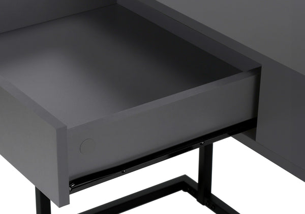 HomeRoots 42" Sleek Gray and Black Sled Computer Desk with Metal Legs, Hidden Drawer & Modern Style for Home Office 489888