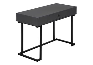 HomeRoots 42" Sleek Gray and Black Sled Computer Desk with Metal Legs, Hidden Drawer & Modern Style for Home Office 489888