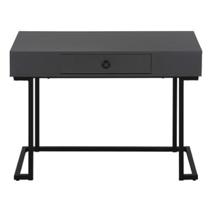 Homeroots 42" Gray And Black Wood Metal Sled Desk – Stylish Executive Workspace With Hidden Storage Solutions   489888