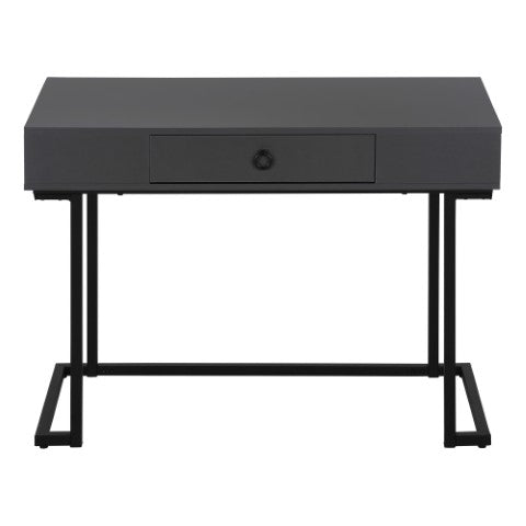 Homeroots 42" Gray And Black Wood Metal Sled Desk – Stylish Executive Workspace With Hidden Storage Solutions   489888
