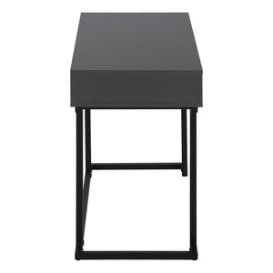 Homeroots 42" Gray And Black Wood Metal Sled Desk – Stylish Executive Workspace With Hidden Storage Solutions   489888