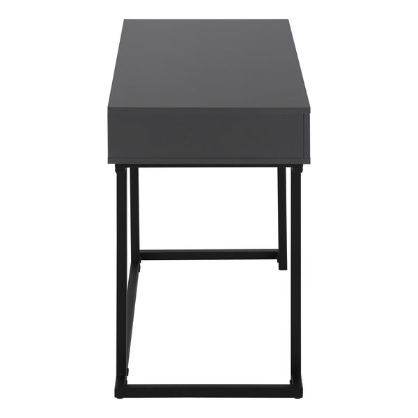 Homeroots 42" Gray And Black Wood Metal Sled Desk – Stylish Executive Workspace With Hidden Storage Solutions   489888