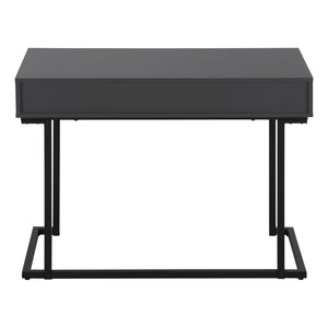 Homeroots 42" Gray And Black Wood Metal Sled Desk – Stylish Executive Workspace With Hidden Storage Solutions   489888