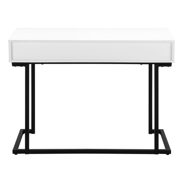 HomeRoots 42" Sleek White and Black Wood and Metal Sled Computer Desk for Modern Home Office Style and Function 489889