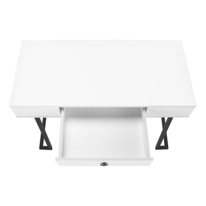 HomeRoots 42" Sleek White and Black Wood and Metal Sled Computer Desk for Modern Home Office Style and Function 489889
