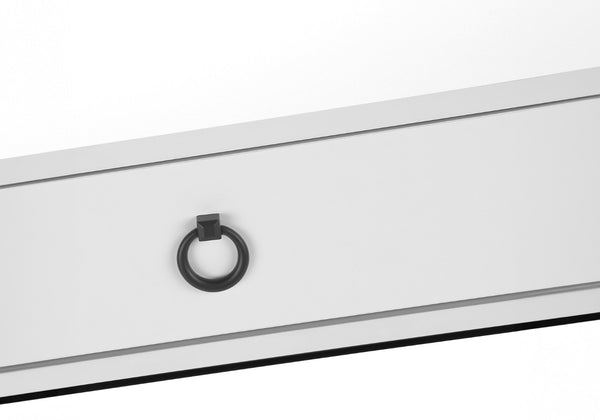 HomeRoots 42" Sleek White and Black Wood and Metal Sled Computer Desk for Modern Home Office Style and Function 489889