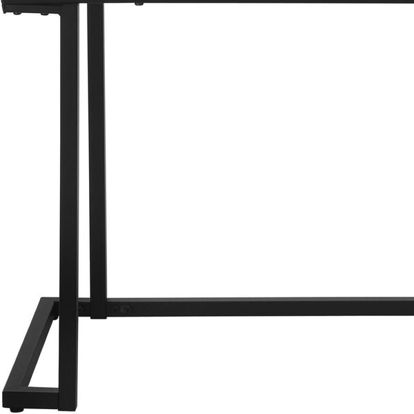 HomeRoots 42" Sleek White and Black Wood and Metal Sled Computer Desk for Modern Home Office Style and Function 489889