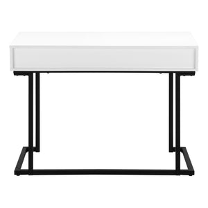 Homeroots 42" Modern White And Black Wood & Metal Sled Computer Desk – Stylish, Durable, Space-saving Design!   489889