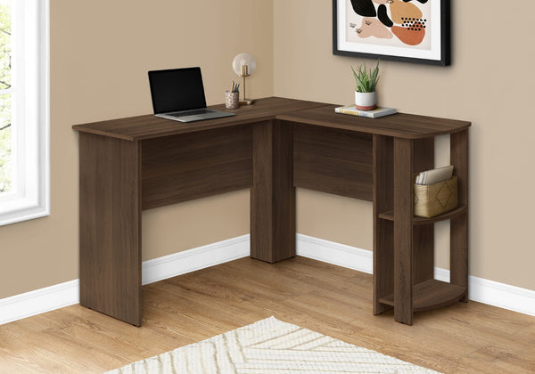 HomeRoots 47" Brown Wood Corner Computer Desk - Stylish L-Shaped Design for Efficient Home Office Workspaces 489890