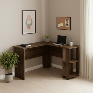 HomeRoots 47" Brown Wood Corner Computer Desk - Stylish L-Shaped Design for Efficient Home Office Workspaces 489890