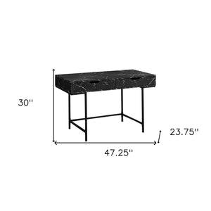Homeroots 47" Modern Black And White H-shape Computer Desk With Two Drawers For Stylish Office Organization   489892