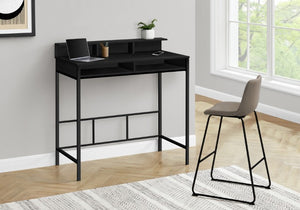 Homeroots 47" Black Wood And Metal H-shape Computer Desk - Stylish, Durable, And Perfect For Home Office Elegance   489893