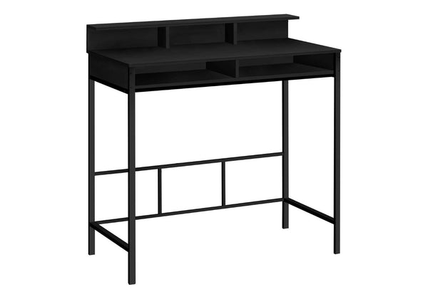 HomeRoots 47" Black Wood and Metal H-Shape Computer Desk - Modern Executive Style with Ample Storage Space 489893