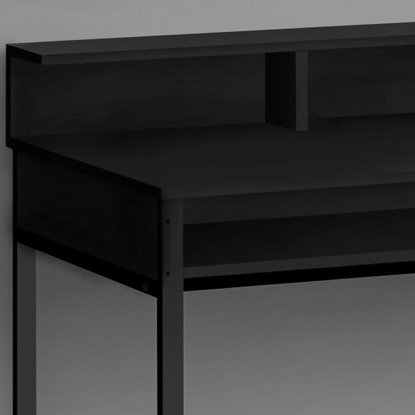 HomeRoots 47" Black Wood and Metal H-Shape Computer Desk - Modern Executive Style with Ample Storage Space 489893