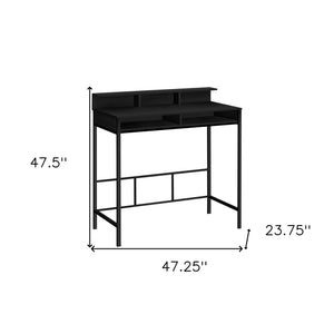 Homeroots 47" Black Wood And Metal H-shape Computer Desk - Stylish, Durable, And Perfect For Home Office Elegance   489893