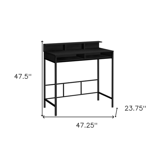 Homeroots 47" Black Wood And Metal H-shape Computer Desk - Stylish, Durable, And Perfect For Home Office Elegance   489893