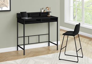 HomeRoots 47" Black Wood and Metal H-Shape Computer Desk - Modern Executive Style with Ample Storage Space 489893